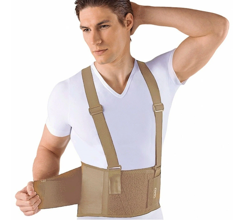 Корсет поясничный ORTO ПК-220, полужесткий, металлические пластины, высота 25 см, бежевый/черный фото 3