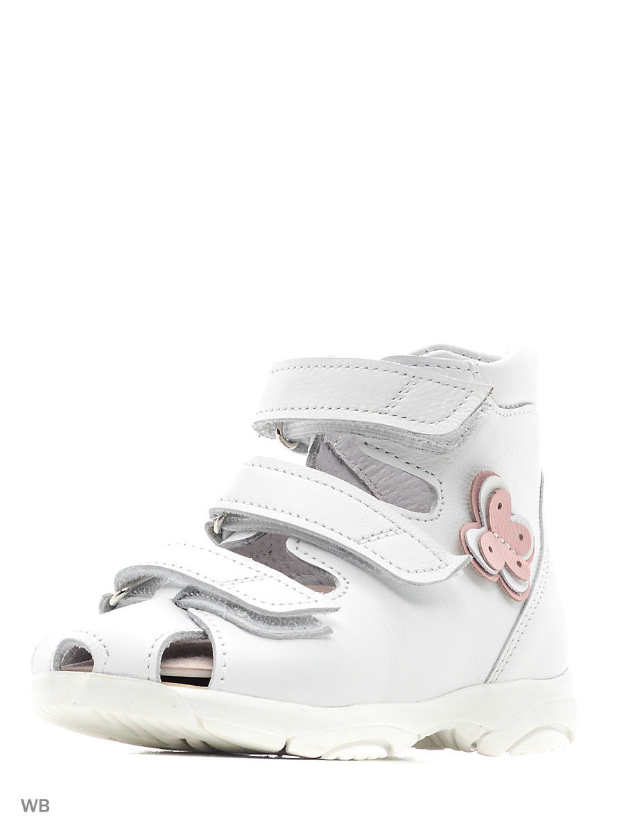 Сандалии ортопедические детские с закрытым носом Орфея Б2-251-011-091-1 белые с розовым, кожа фото 1