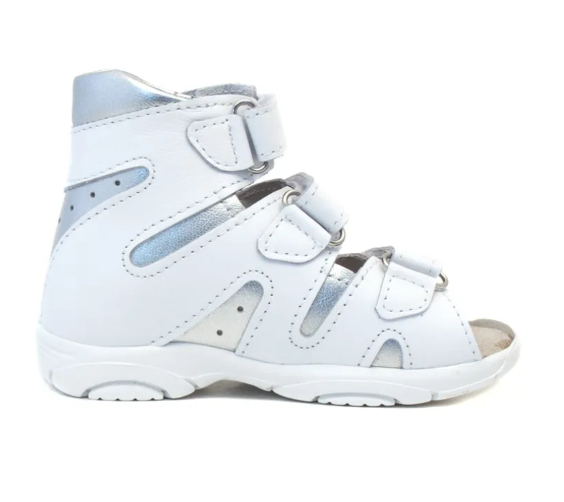 Сандалии ортопедические детские с открытым носом Орфея Б2-166-011-261-1 цвет белый/серебро  фото 6